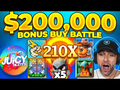 MOST INSANE $200,000 BONUS BUY BATTLE vs @JuicySlots... WINNERS TAKES ALL!! (Bonus Buys)
