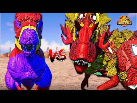 Ironman Ultimasaurus Vs Ant-Man Godzilla Acrocanthosaurus - Jurassic World Evolution Dinosaurs Fight