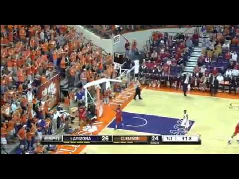 KJ McDaniels of Clemson tip dunk vs Arizona