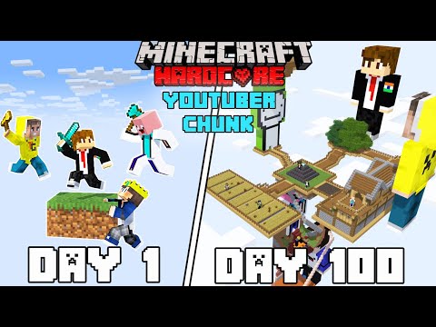 Techadron - I Survived 100 Days on Youtuber Chunk Minecraft Hardcore(hindi)