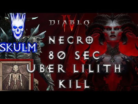 BONE SPIRIT 80 sec UBER LILITH KILL SOLO | Diablo 4 Necromancer ECHO OF LILITH KILL PINNACLE BOSS