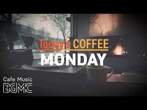 Today's COFFEE MONDAY: 4K Cozy Cafe Music ☕ Smooth Jazz with Fireplace Glow for Work