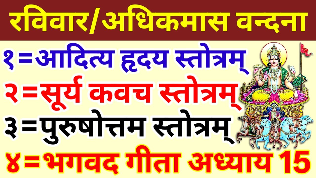 आदित्य हृदय स्तोत्र/सूर्य कवच/पुरुषोत्तम स्तोत्र/श्रीमद् भगवत गीता अध्याय 15/Aditya Hridaya Stotra