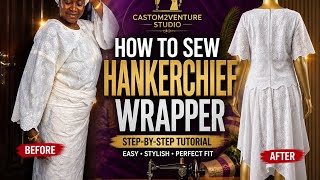 How to cut and sew hankerchief wrapper #hankerchierwrapper #hankerchiefskirt #hankerchiefsleeve #diy
