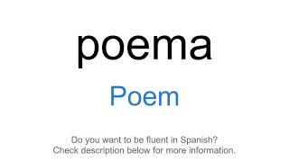 How to say &quot;Poem&quot; in Spanish | poema