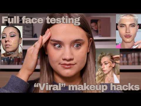 TESTING VIRAL MAKEUP HACKS, DO MAKEUP HACKS ACTUALLY WORK FULL FACE OF VIRAL MAKEUP HACKS