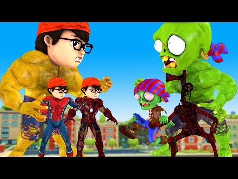 Team Avenger Nick Iron-Man, Spider-Man protect City vs Giant Zombie - Scary Teacher 3D Fun Animation