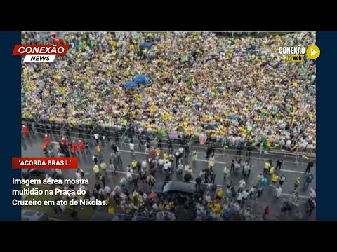 Vídeo: Imagem aérea mostra multidão na Praça do Cruzeiro em ato de Nikolas.