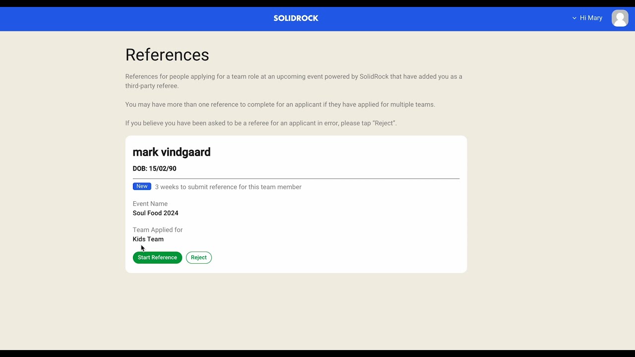 Team Member References