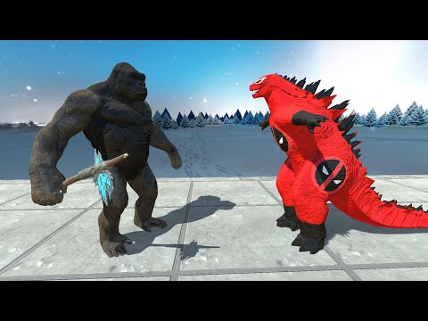WAR - DARK KING KONG VS DEADPOOL GODZILLA 2014 DEATH FALL - Animal Revolt Battle Simulator