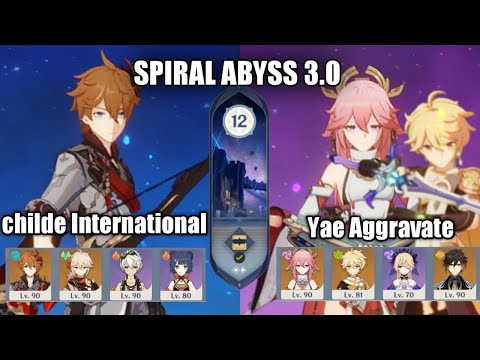 NEW SPIRAL ABYSS 3.0! C0 Childe International & C0 Yae miko dendro MC aggravate 36 stars Floor 12