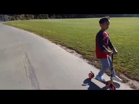 Playing Scooter at Karori Park, Wellington, New Zealand