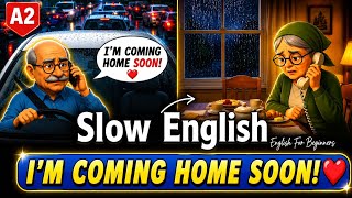 A2 English Conversation | Stuck in Traffic | Slow English Listening Practice 