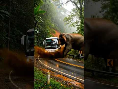 Elephant blocks the lane, then the road disappears | Animal Rescue Story