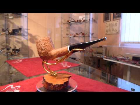 Pipa in radica billiard rusticata natural - www.paronellipipe.it