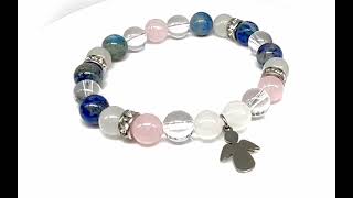 Minerální náramek křišťál, lapis lazuli, růženín - ANDĚL