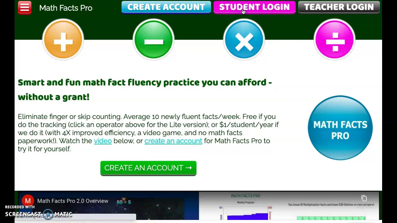 Math Facts Pro Log In