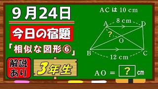 美しい別解求む！【数学】【解説あり】【毎日の習慣に】確実に力がつく良問｜【中学３年】相似な図形⑥