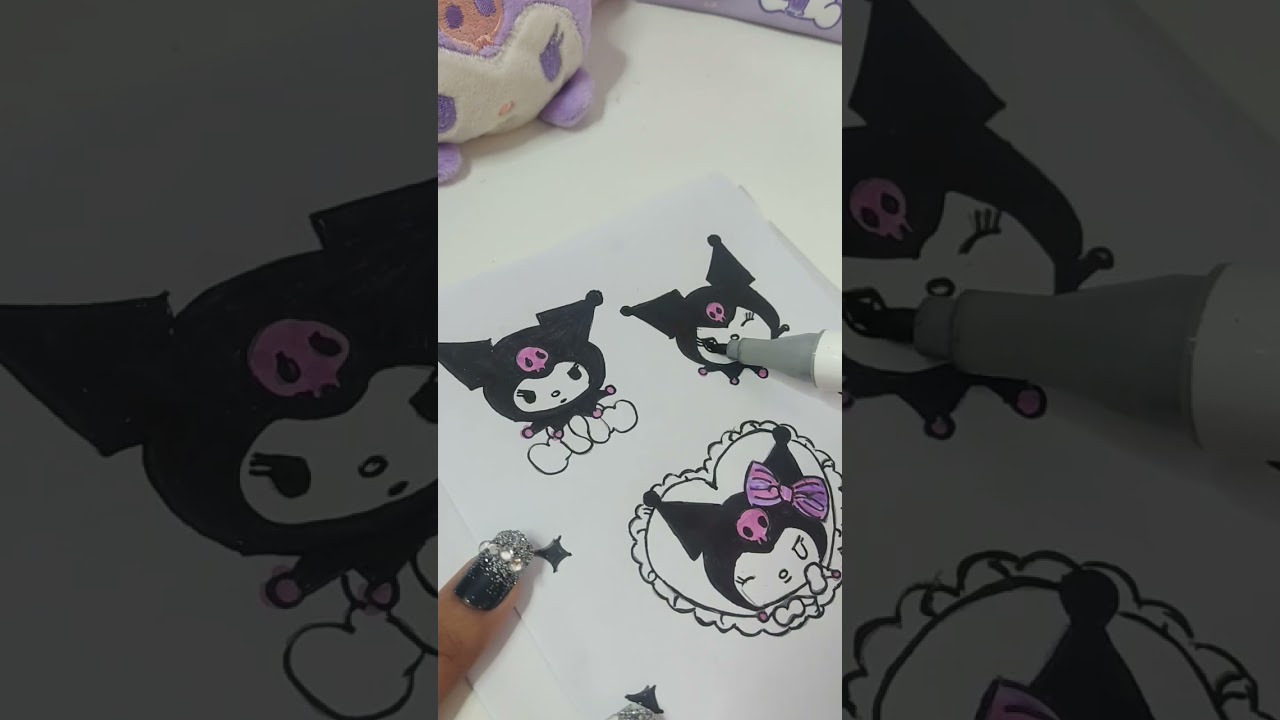 how to make kuromi sticker💜beautiful art and craft ideas #goldenqueenart #ytshorts #kuromi #satisfy