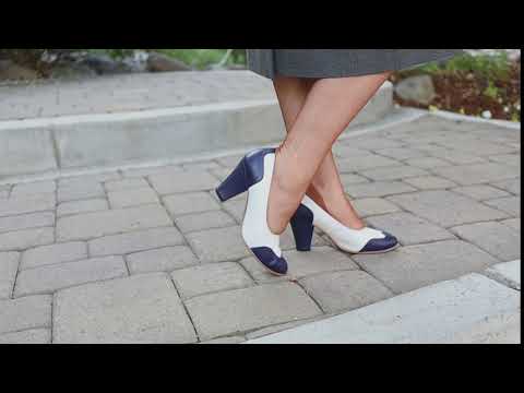 navy spectator pumps