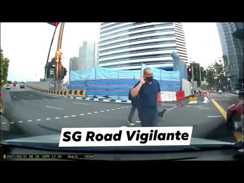 31aug2021 pedestrian jaywalking upset at camcar for using the horn & threaten to with fist