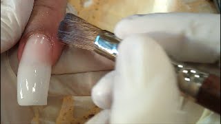 HOW TO APPLY ONE BALL ACRYLIC METHOD LONG NAILS