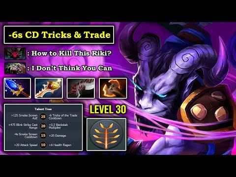 INSANELY OVERPOWERED Max Level 30 RIKI Imba 6s CD Tricks of Trade Vs 9 Slotted TB Hard Carry DotA 2