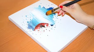 Painting a Rainy Day / How to Draw Water Reflection Effect 💦ASMR Video