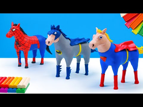 DIY horse mod Superheroes Superman and Batman with clay 🧟 Polymer Clay Tutorial