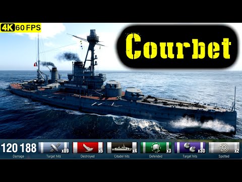 World of Warships Courbet Replay - 6 Kills 120.2K DMG(Patch 12.8.0)