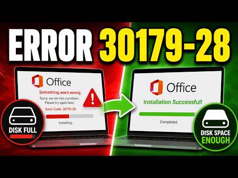 Microsoft Office error 30179-28 disk space