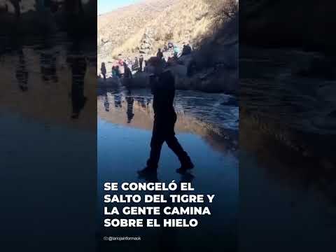 Salto del Tigre quedó congelado en las Sierras de los Comechingones límite entre Córdoba y San Luis