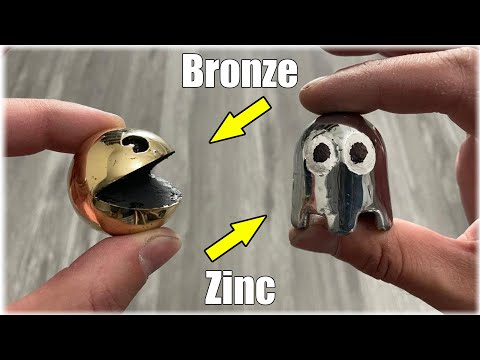 Casting Golden Pac-Man And Silver Ghosts - Bronze And Zinc Metal Casting
