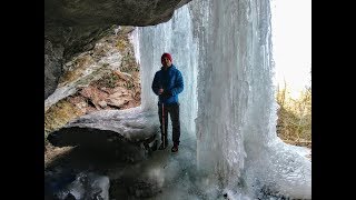Frozen waterfalls in Hanging Rock State Park, NC