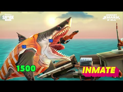 Hungry Shark world - Gameplay Walkthrough part 04 - INMATE SHARK ! NEW SKIN MEGALODON (IOS, Android)