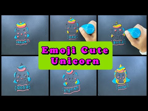 Emoji Cute Unicorn Pancake Art - Happy Face, Love Face , Sad Face, Angry Face, Wow Face, Good Face