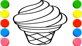 How To Draw cute Ice-cream Drawing, Painting & Coloring For Kids and Toddlers_ Child Art🌈
