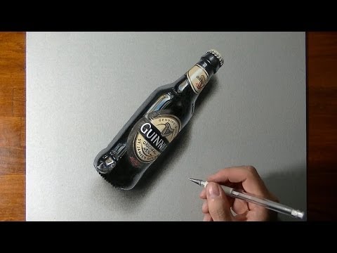 Drawing time lapse: a bottle of Guinness beer