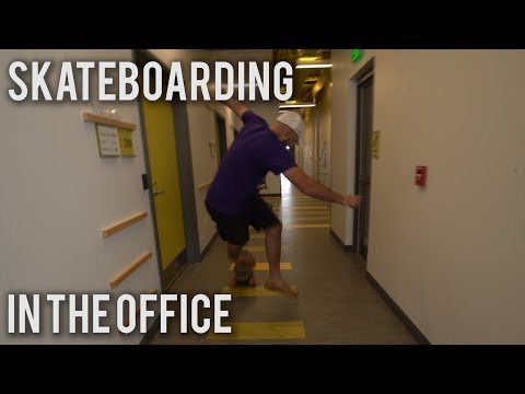 skateboarding in the office