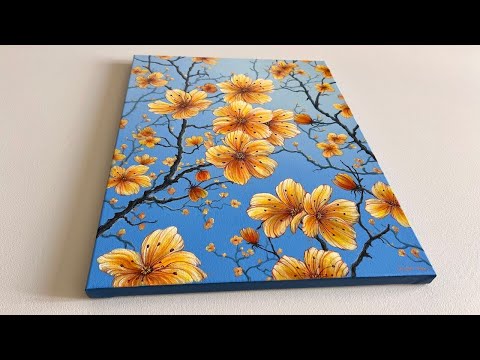 EASY Acrylic Painting Technique | Yellow Spring Flowers Painting for Beginners