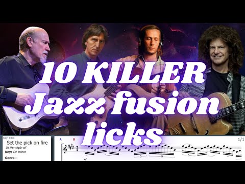 10 KILLER Jazz fusion licks (w/ TABS) - John Scofield, Pat Metheny, John McLaughlin, Holdsworth +