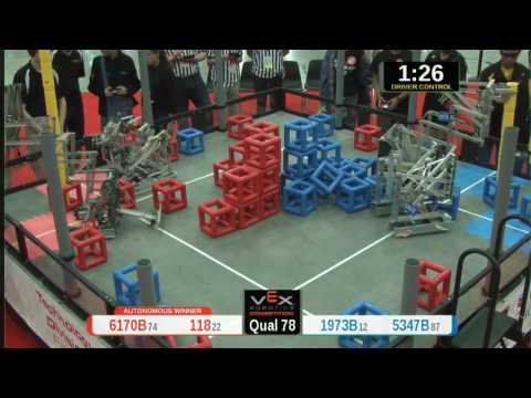 2015 VRC Tech Q78 - 6170B 118 vs 1973B 5347B - 92 to 53 - VEX Worlds 2015 - Technology Division