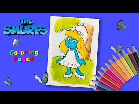 Smurfs coloring page. How to draw Smurfette. Coloring book for children 5-6 years. Video