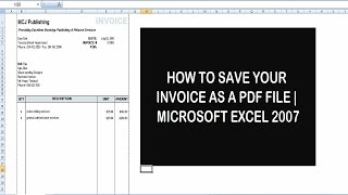 How To Save Your Invoice As A PDF File | Microsoft Excel 2007