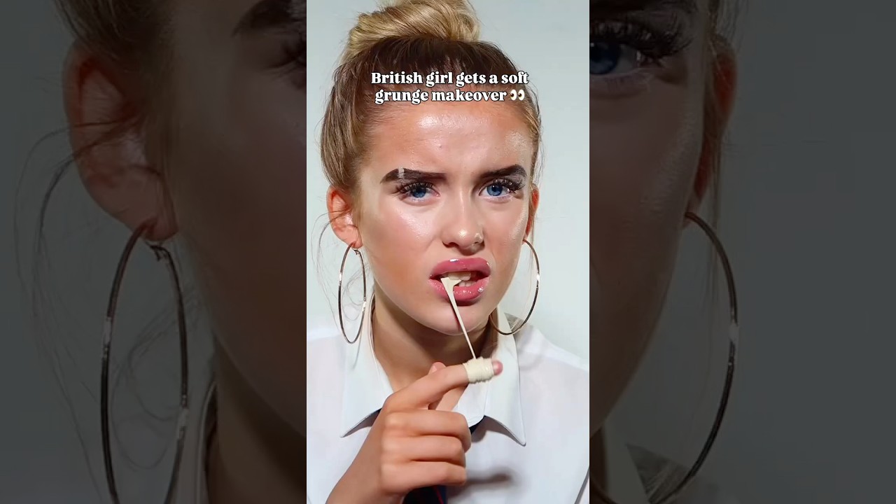 British girl gets a soft grunge makeover 👀 #makeup #makeupfunny #britishgirl #honeyroseloves