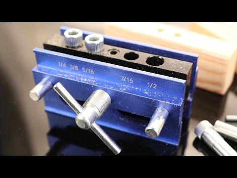 Self Centering Dowel Jig, Adjustable Drill Jig for Straight Holes, Biscuit Joiner Set with 6 Drill