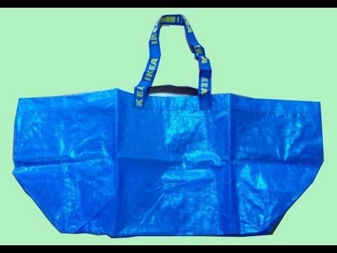 Part of a video titled How to Re-fold an IKEA bag - YouTube