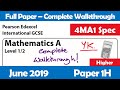 June 2019 Edexcel IGCSE Maths A - Paper 1H Higher - Complete Walkthrough (4MA1)