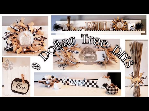 9 Dollar Tree DIYS/ Black & White Buffalo Plaid Farmhouse Theme~ MUST WATCH Video