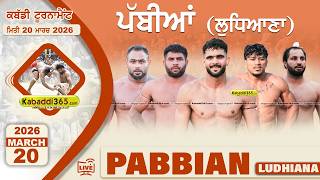 Pabbian (Ludhiana) Kabaddi Tournament 20 March 2026